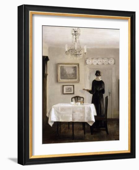 Interior with Lady Carrying Tray,C.1905-Carl Holsoe-Framed Giclee Print