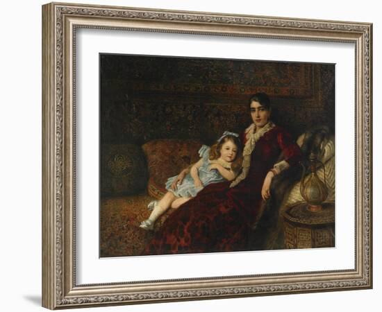 Interior with Mother and Daughter, 1884-Konstantin Yegorovich Makovsky-Framed Giclee Print