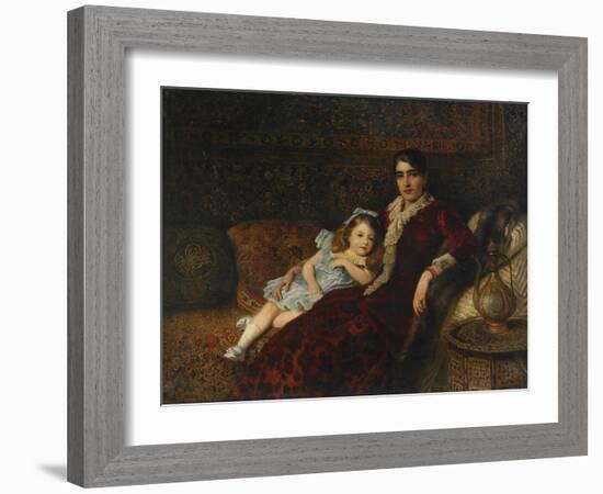 Interior with Mother and Daughter, 1884-Konstantin Yegorovich Makovsky-Framed Giclee Print