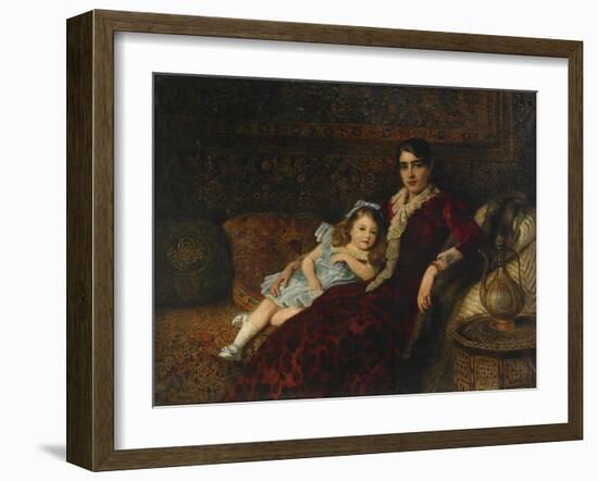 Interior with Mother and Daughter, 1884-Konstantin Yegorovich Makovsky-Framed Giclee Print
