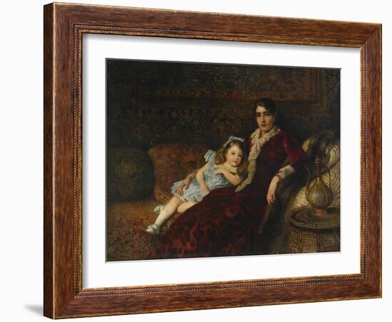 Interior with Mother and Daughter, 1884-Konstantin Yegorovich Makovsky-Framed Giclee Print