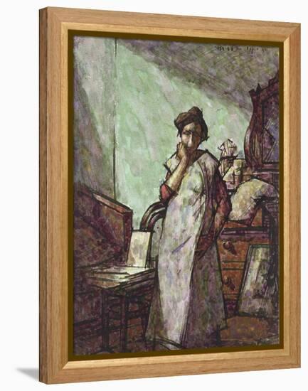 Interior with Mrs Mounter in an Overall, 1 December 1918 (Pen and Black Ink and Watercolour)-Harold Gilman-Framed Premier Image Canvas