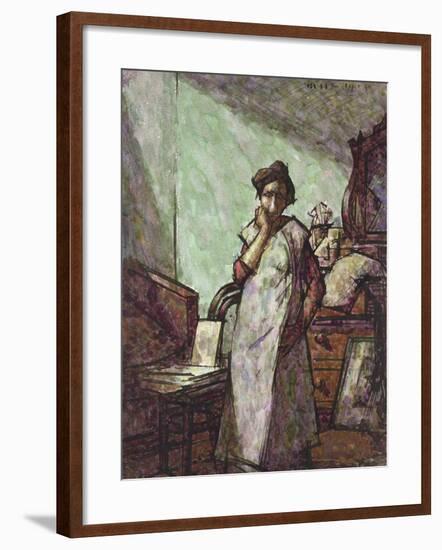 Interior with Mrs Mounter in an Overall, 1 December 1918 (Pen and Black Ink and Watercolour)-Harold Gilman-Framed Giclee Print