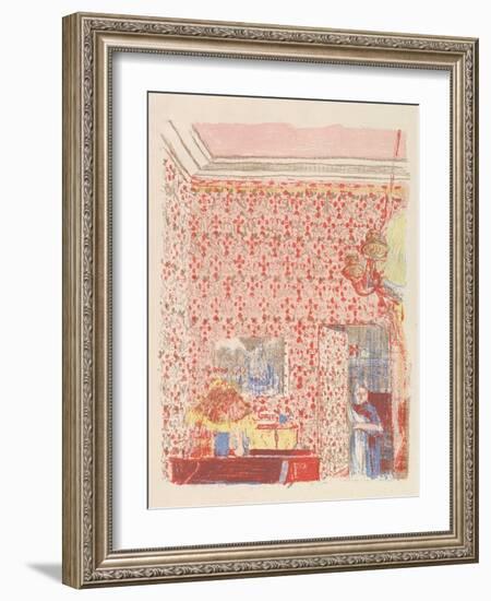 Interior with Pink Wallpaper I, from the series Paysages et Intérieurs, 1899-Edouard Vuillard-Framed Giclee Print