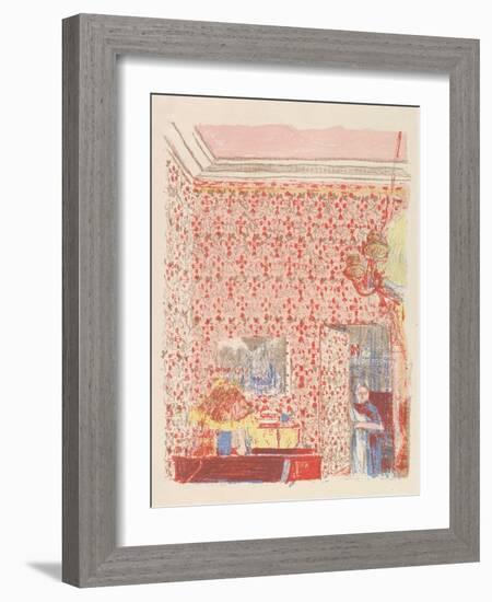 Interior with Pink Wallpaper I, from the series Paysages et Intérieurs, 1899-Edouard Vuillard-Framed Giclee Print