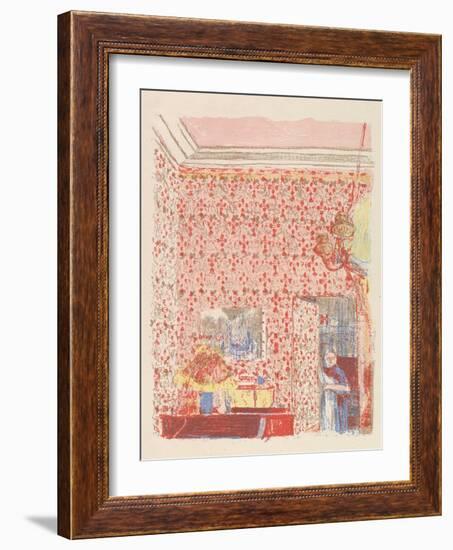 Interior with Pink Wallpaper I, from the series Paysages et Intérieurs, 1899-Edouard Vuillard-Framed Giclee Print