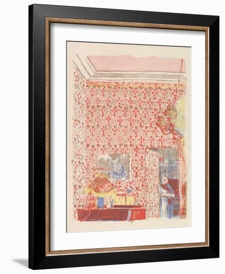 Interior with Pink Wallpaper I, from the series Paysages et Intérieurs, 1899-Edouard Vuillard-Framed Giclee Print