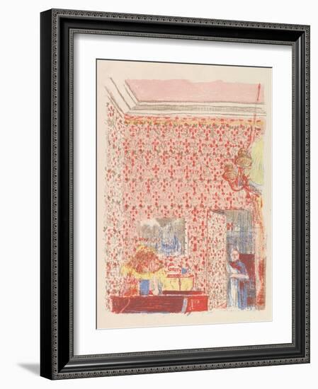 Interior with Pink Wallpaper I, from the series Paysages et Intérieurs, 1899-Edouard Vuillard-Framed Giclee Print