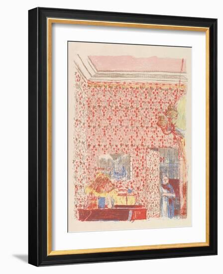 Interior with Pink Wallpaper I, from the series Paysages et Intérieurs, 1899-Edouard Vuillard-Framed Giclee Print