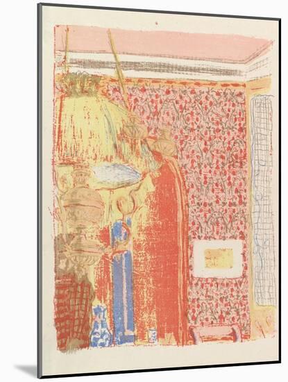 Interior with Pink Wallpaper II, from the series Landscapes and Interiors, 1899-Edouard Vuillard-Mounted Giclee Print