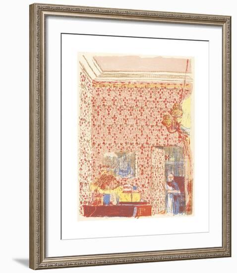 Interior with Pink Wallpaper-Edouard Vuillard-Framed Premium Giclee Print