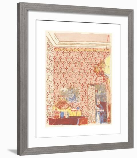 Interior with Pink Wallpaper-Edouard Vuillard-Framed Premium Giclee Print