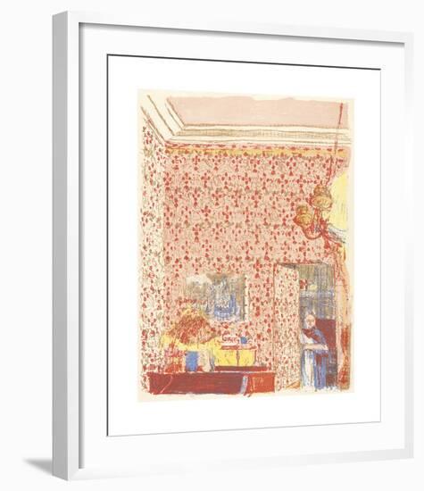 Interior with Pink Wallpaper-Edouard Vuillard-Framed Premium Giclee Print
