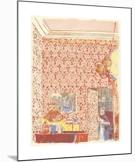 Interior with Pink Wallpaper-Edouard Vuillard-Mounted Premium Giclee Print