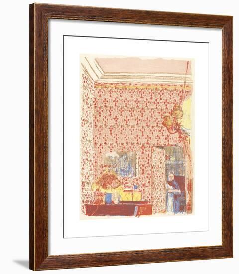 Interior with Pink Wallpaper-Edouard Vuillard-Framed Premium Giclee Print