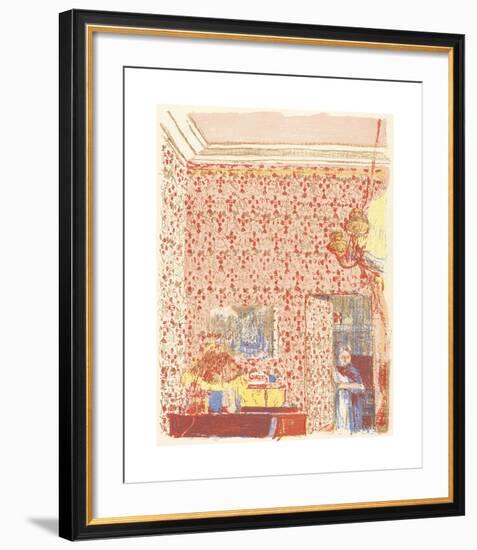 Interior with Pink Wallpaper-Edouard Vuillard-Framed Premium Giclee Print