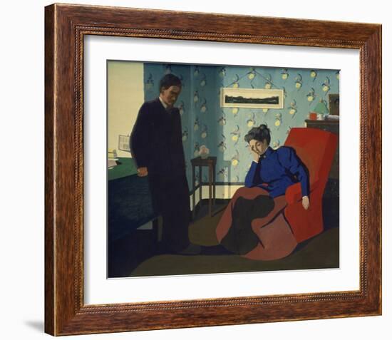 Interior With Red Armchair and Figures-Félix Vallotton-Framed Giclee Print