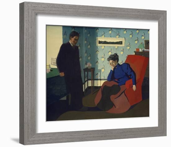 Interior With Red Armchair and Figures-Félix Vallotton-Framed Giclee Print