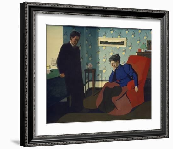 Interior With Red Armchair and Figures-Félix Vallotton-Framed Giclee Print