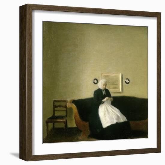 Interior with the Artist's Mother, 1889-Vilhelm Hammershoi-Framed Giclee Print