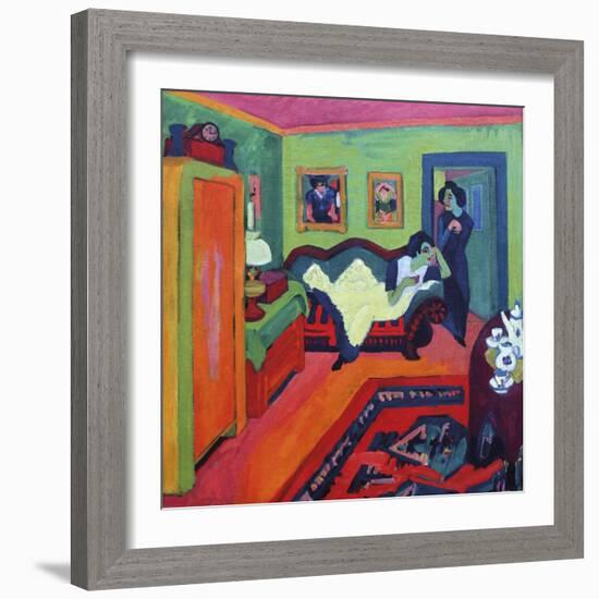 Interior with Two Girls-Ernst Ludwig Kirchner-Framed Giclee Print