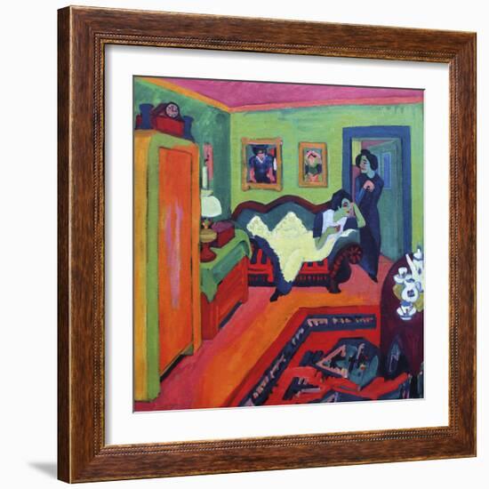 Interior with Two Girls-Ernst Ludwig Kirchner-Framed Giclee Print