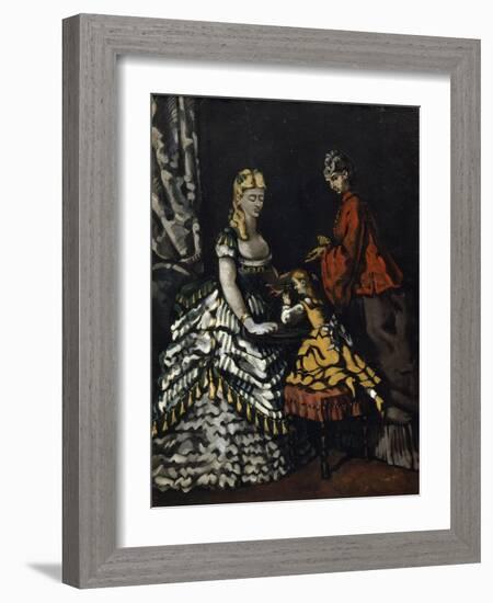 Interior with Two Women and a Child, C1861-Paul Cézanne-Framed Giclee Print