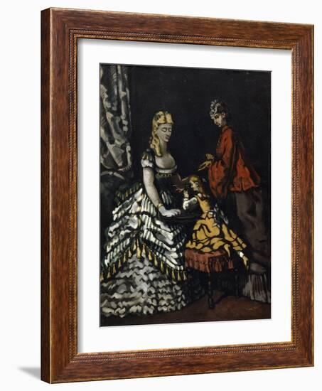 Interior with Two Women and a Child, C1861-Paul Cézanne-Framed Giclee Print