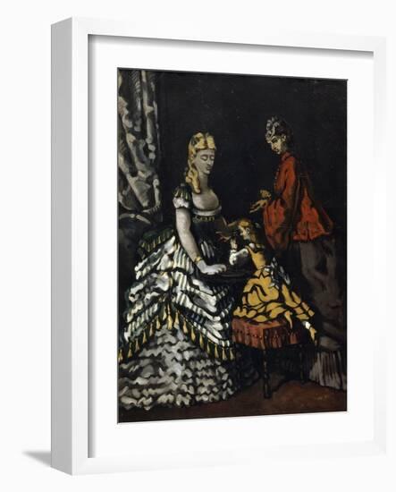 Interior with Two Women and a Child, C1861-Paul Cézanne-Framed Giclee Print