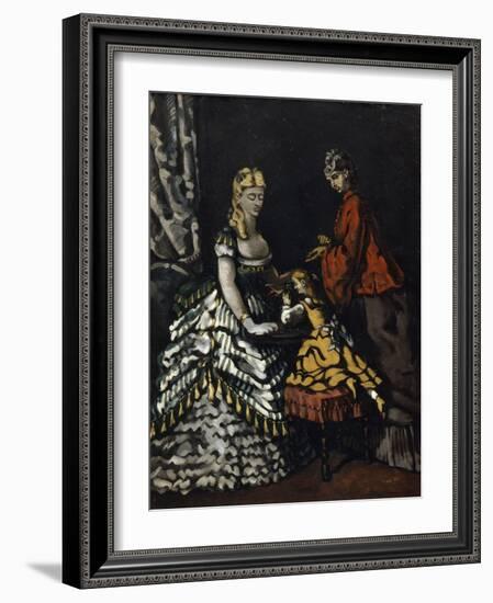 Interior with Two Women and a Child, C1861-Paul Cézanne-Framed Giclee Print