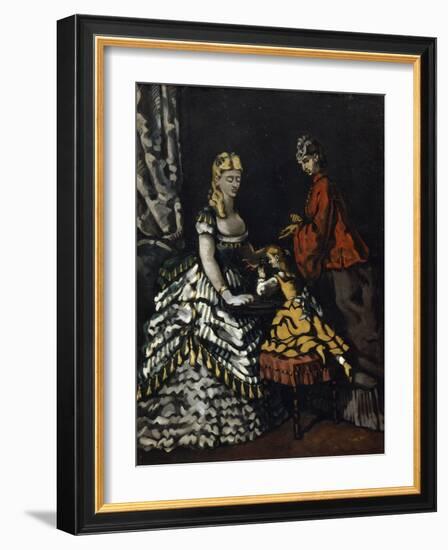 Interior with Two Women and a Child, C1861-Paul Cézanne-Framed Giclee Print