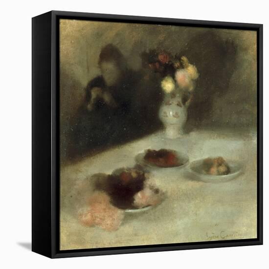 Interior with Woman Knitting-Eugene Carriere-Framed Premier Image Canvas