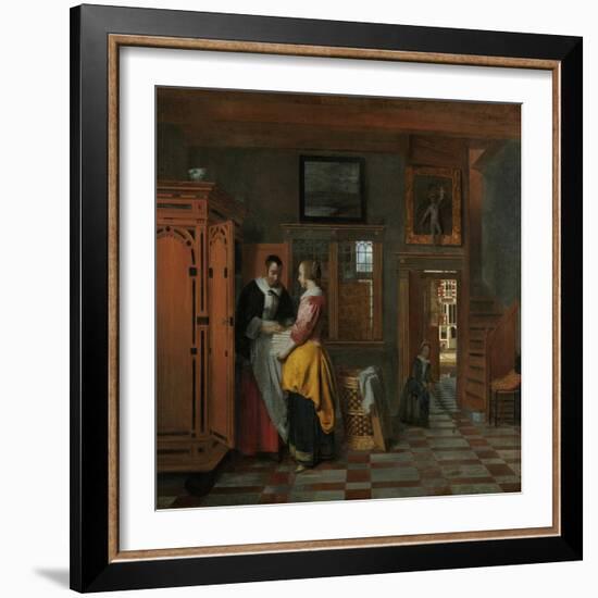 Interior with Women Beside a Linen Chest, 1663-Pieter de Hooch-Framed Giclee Print