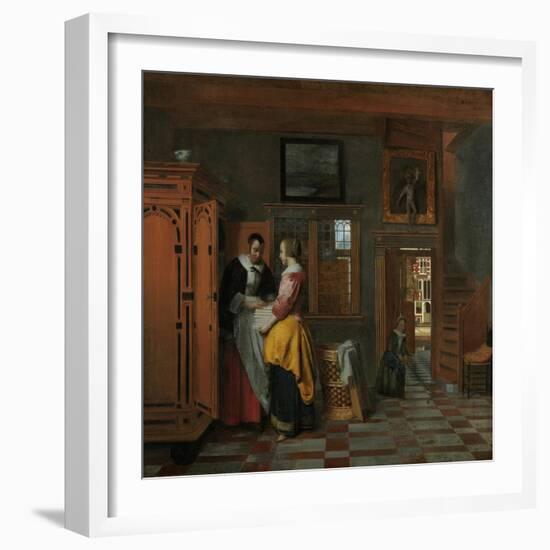 Interior with Women Beside a Linen Chest, 1663-Pieter de Hooch-Framed Giclee Print