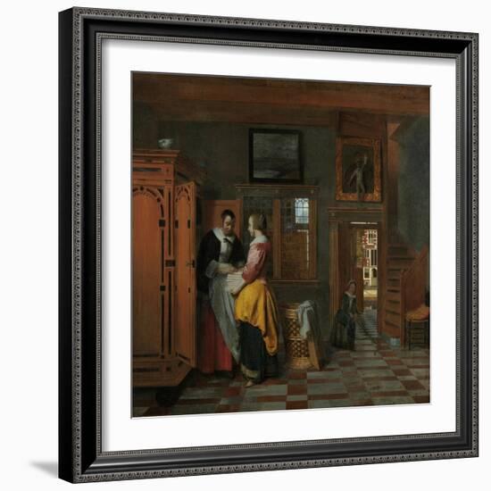 Interior with Women Beside a Linen Chest, 1663-Pieter de Hooch-Framed Giclee Print