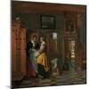 Interior with Women Beside a Linen Cupboard-Pieter de Hooch-Mounted Art Print