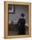 Interior with Young Woman from Behind-Vilhelm Hammershoi-Framed Premier Image Canvas