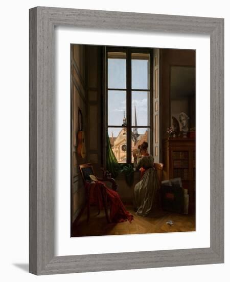 Interior with Young Woman Tracing a Flower, C.1820-22-Louise Adeone Droelling-Framed Giclee Print