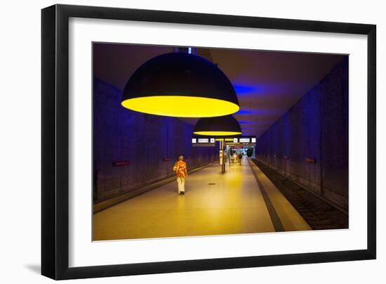 Interiors of an Underground Station, Westfriedhof, Munich U-Bahn, Munich, Bavaria, Germany-null-Framed Photographic Print