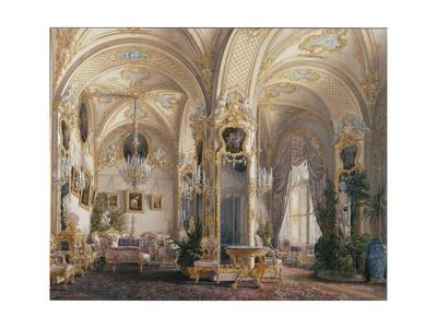 Interiors Of The Winter Palace The Drawing Room In Rococo Style With Cupids 1860s Giclee Print By Eduard Hau Art Com