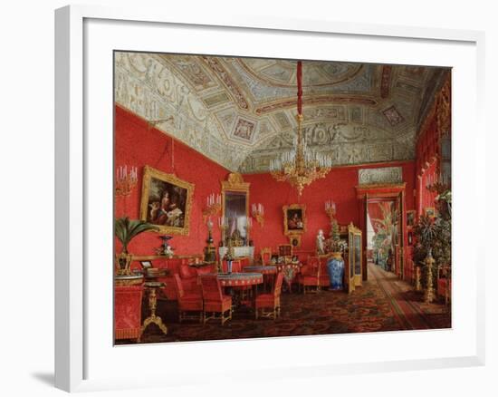 Interiors of the Winter Palace, the Large Drawing Room of Empress Alexandra Fyodorovna, 1858-Eduard Hau-Framed Giclee Print