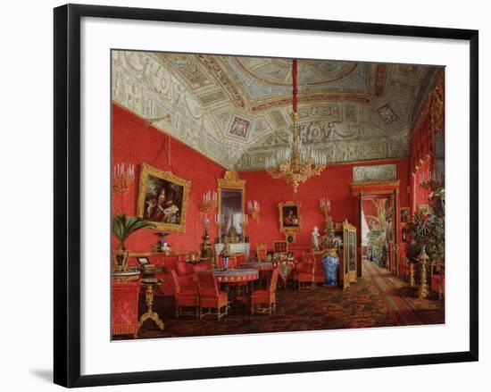 Interiors of the Winter Palace, the Large Drawing Room of Empress Alexandra Fyodorovna, 1858-Eduard Hau-Framed Giclee Print