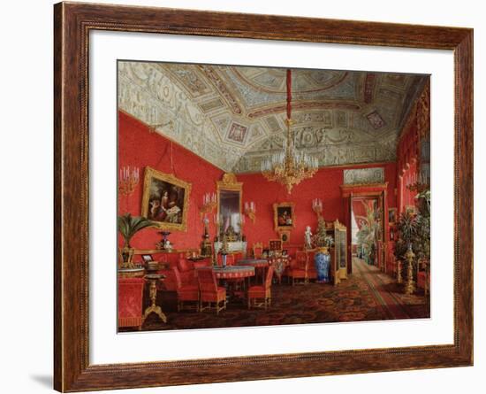 Interiors of the Winter Palace, the Large Drawing Room of Empress Alexandra Fyodorovna, 1858-Eduard Hau-Framed Giclee Print