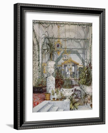 Interiors of the Winter Palace, the Winter Garden of Empress Alexandra Fyodorovna, 1860S-Konstantin Andreyevich Ukhtomsky-Framed Giclee Print