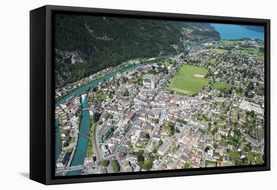 Interlaken, Interlaken-Oberhasli, Bern, Switzerland, Jungfrau Region, Town Centre, Aerial Picture-Frank Fleischmann-Framed Premier Image Canvas