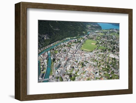 Interlaken, Interlaken-Oberhasli, Bern, Switzerland, Jungfrau Region, Town Centre, Aerial Picture-Frank Fleischmann-Framed Photographic Print