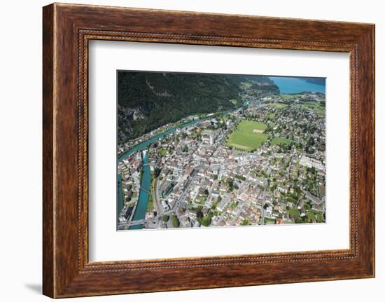 Interlaken, Interlaken-Oberhasli, Bern, Switzerland, Jungfrau Region, Town Centre, Aerial Picture-Frank Fleischmann-Framed Photographic Print