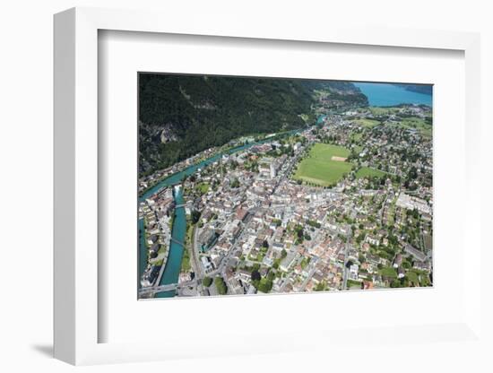 Interlaken, Interlaken-Oberhasli, Bern, Switzerland, Jungfrau Region, Town Centre, Aerial Picture-Frank Fleischmann-Framed Photographic Print