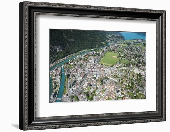 Interlaken, Interlaken-Oberhasli, Bern, Switzerland, Jungfrau Region, Town Centre, Aerial Picture-Frank Fleischmann-Framed Photographic Print