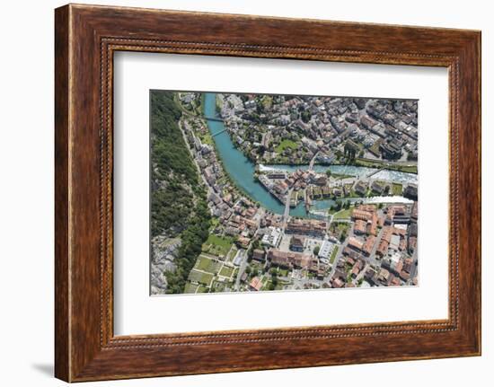 Interlaken, Interlaken-Oberhasli, Bern, Switzerland, Jungfrau Region, Town Centre, Aerial Picture-Frank Fleischmann-Framed Photographic Print